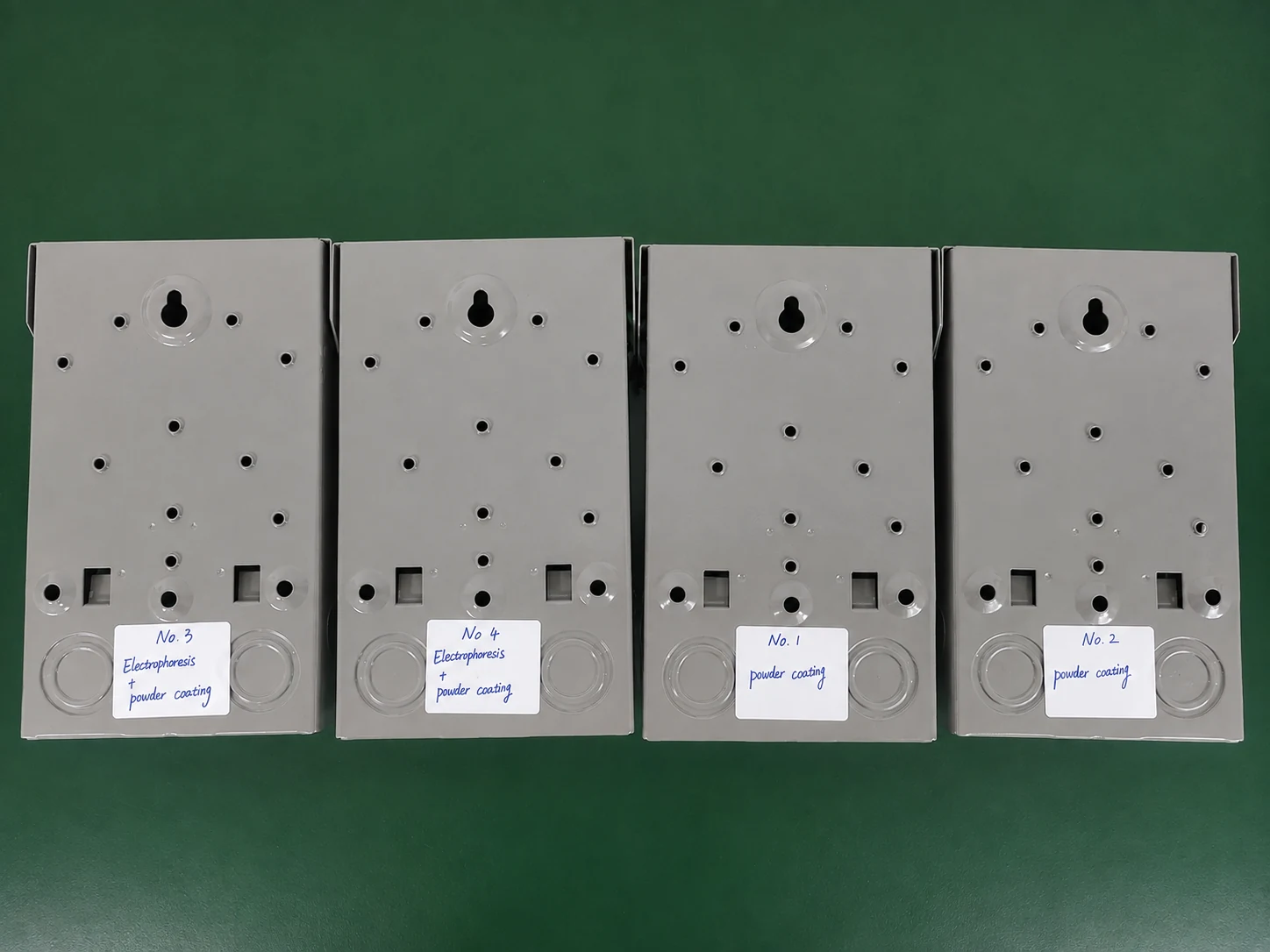 Powder coating only samples before salt spray testing